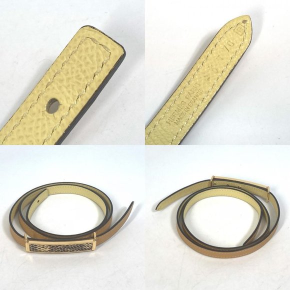 HERMES Thin belt belt Leather yellow main image 12